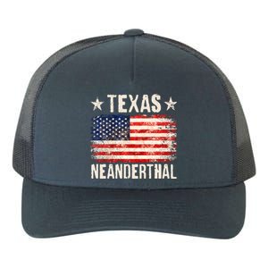 Texas Neanderthal Distressed US Flag Yupoong Adult 5-Panel Trucker Hat