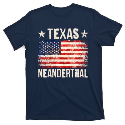 Texas Neanderthal Distressed US Flag T-Shirt