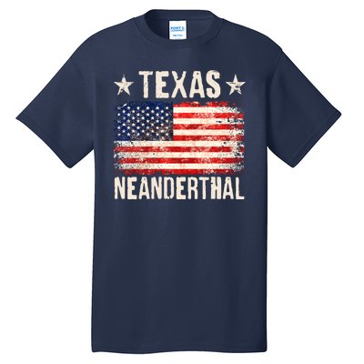 Texas Neanderthal Distressed US Flag Tall T-Shirt