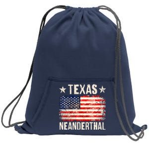 Texas Neanderthal Distressed US Flag Sweatshirt Cinch Pack Bag