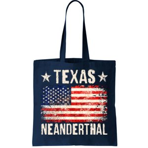 Texas Neanderthal Distressed US Flag Tote Bag