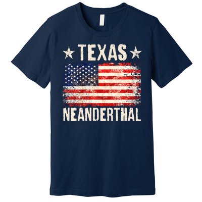 Texas Neanderthal Distressed US Flag Premium T-Shirt