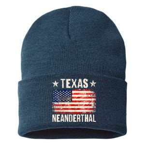 Texas Neanderthal Distressed US Flag Sustainable Knit Beanie