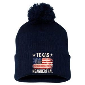 Texas Neanderthal Distressed US Flag Pom Pom 12in Knit Beanie