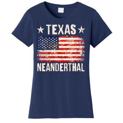 Texas Neanderthal Distressed US Flag Women's T-Shirt