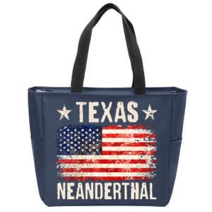 Texas Neanderthal Distressed US Flag Zip Tote Bag