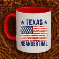 Texas Neanderthal Distressed US Flag Mug