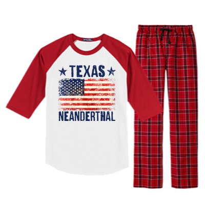 Texas Neanderthal Distressed US Flag Raglan Sleeve Pajama Set