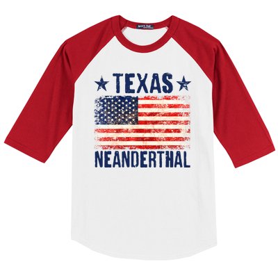 Texas Neanderthal Distressed US Flag Baseball Sleeve Shirt