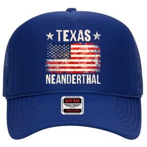 Texas Neanderthal Distressed US Flag High Crown Mesh Back Trucker Hat