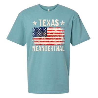 Texas Neanderthal Distressed US Flag Sueded Cloud Jersey T-Shirt