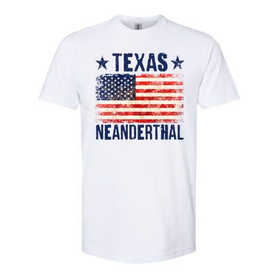 Texas Neanderthal Distressed US Flag Softstyle CVC T-Shirt