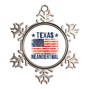 Texas Neanderthal Distressed US Flag Metallic Star Ornament