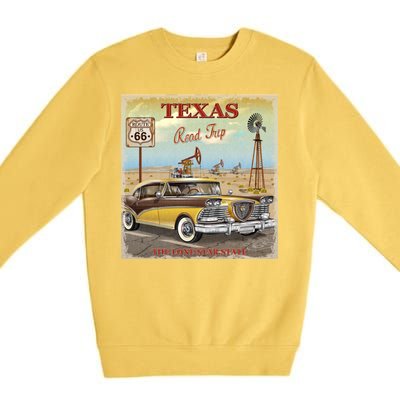 Texas Road Trip Route 66 Classic Car Premium Crewneck Sweatshirt