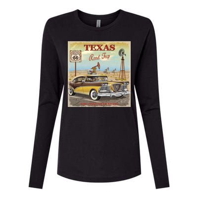 Texas Road Trip Route 66 Classic Car Womens Cotton Relaxed Long Sleeve T-Shirt