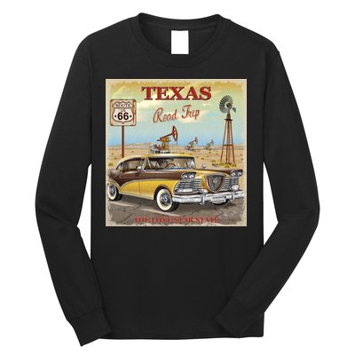 Texas Road Trip Route 66 Classic Car Long Sleeve Shirt