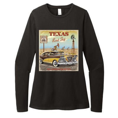 Texas Road Trip Route 66 Classic Car Womens CVC Long Sleeve Shirt