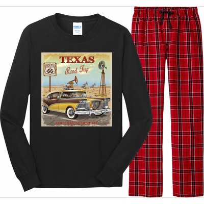 Texas Road Trip Route 66 Classic Car Long Sleeve Pajama Set