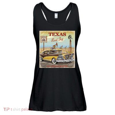 Texas Road Trip Route 66 Classic Car Ladies Essential Flowy Tank