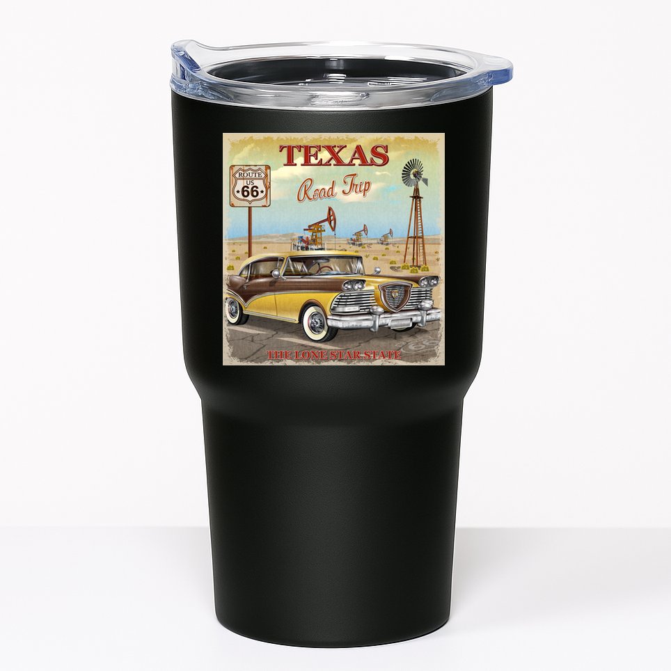 Texas Road Trip Route 66 Classic Car Tumbler