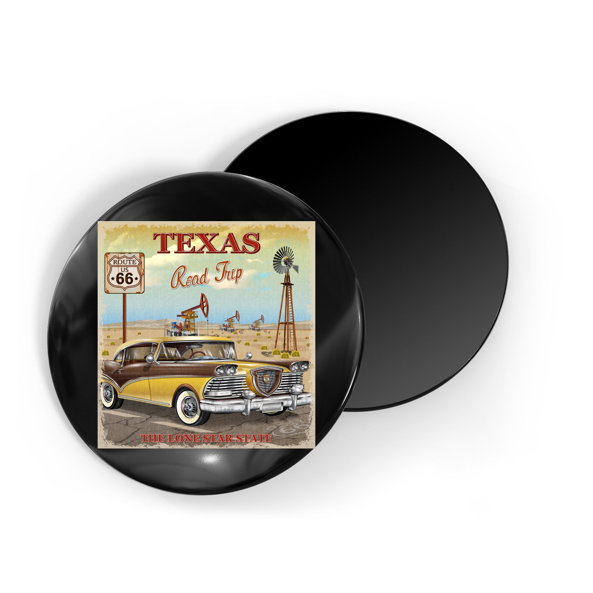 Texas Road Trip Route 66 Classic Car Magnet