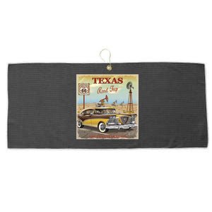 Texas Road Trip Route 66 Classic Car Large Microfiber Waffle Golf Towel