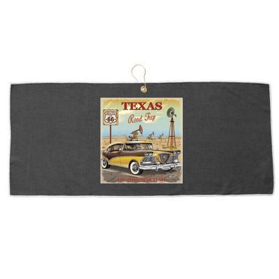 Texas Road Trip Route 66 Classic Car Large Microfiber Waffle Golf Towel