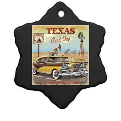 Texas Road Trip Route 66 Classic Car Ceramic Star Ornament