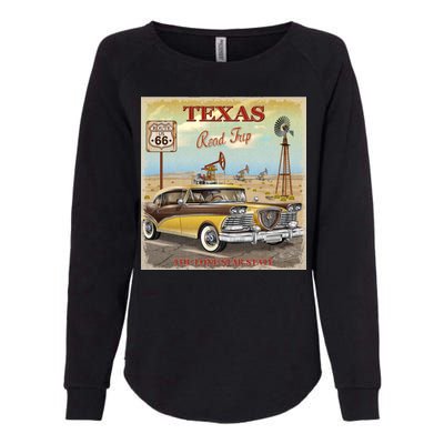 Texas Road Trip Route 66 Classic Car Womens California Wash Sweatshirt