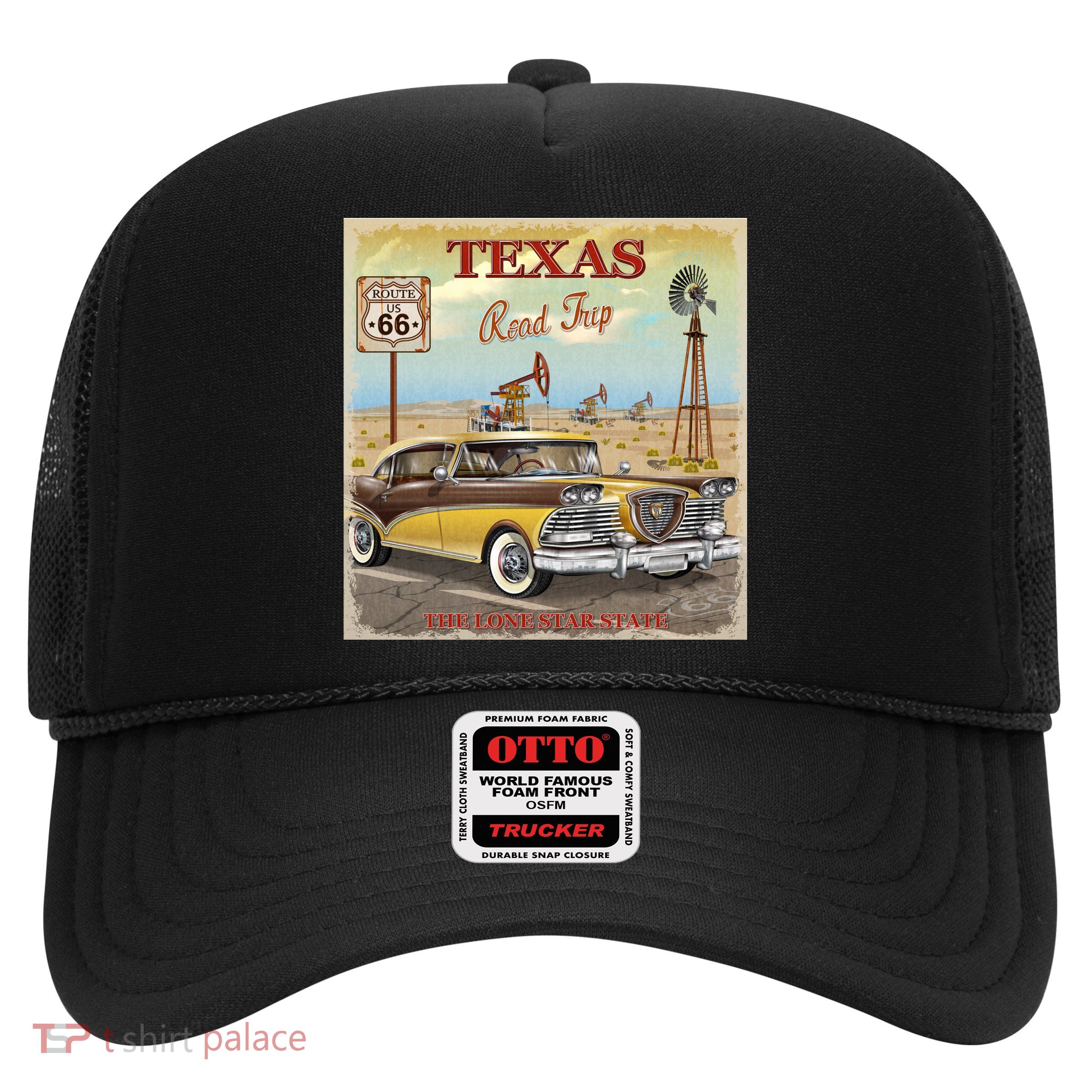 Texas Road Trip Route 66 Classic Car Trucker Hat