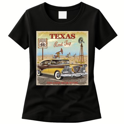 Texas Road Trip Route 66 Classic Car Womens T-Shirt
