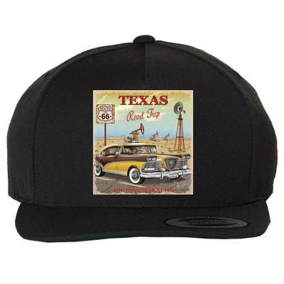 Texas Road Trip Route 66 Classic Car Wool Snapback Cap