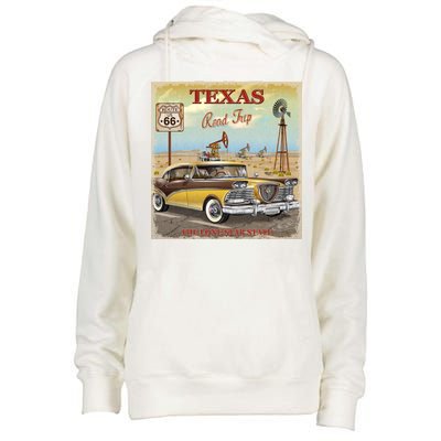 Texas Road Trip Route 66 Classic Car Womens Funnel Neck Pullover Hood