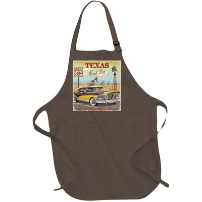 Texas Road Trip Route 66 Classic Car Full-Length Apron With Pockets