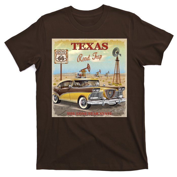 Texas Road Trip Route 66 Classic Car T-Shirt