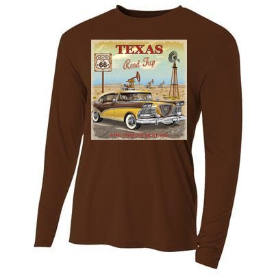 Texas Road Trip Route 66 Classic Car Cooling Performance Long Sleeve Crew