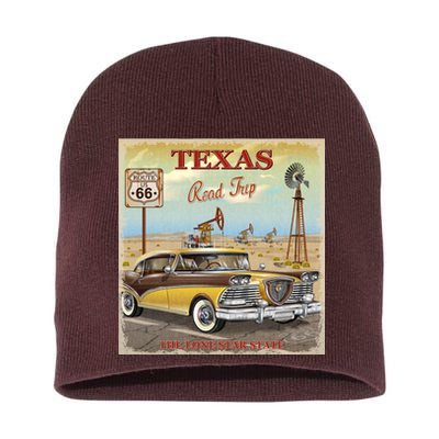 Texas Road Trip Route 66 Classic Car Short Acrylic Beanie