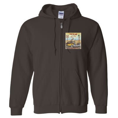 Texas Road Trip Route 66 Classic Car Full Zip Hoodie