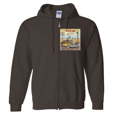 Texas Road Trip Route 66 Classic Car Full Zip Hoodie