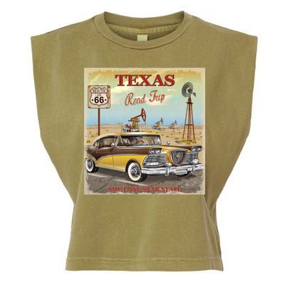 Texas Road Trip Route 66 Classic Car Garment-Dyed Women's Muscle Tee