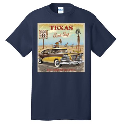 Texas Road Trip Route 66 Classic Car Tall T-Shirt