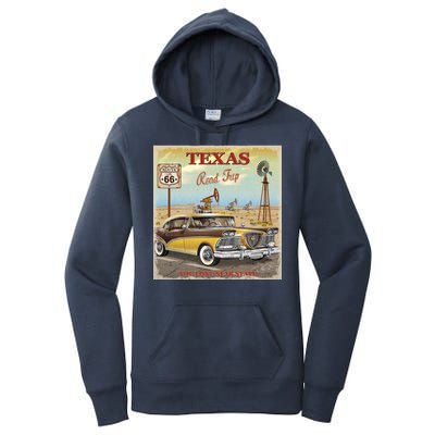 Texas Road Trip Route 66 Classic Car Women's Pullover Hoodie