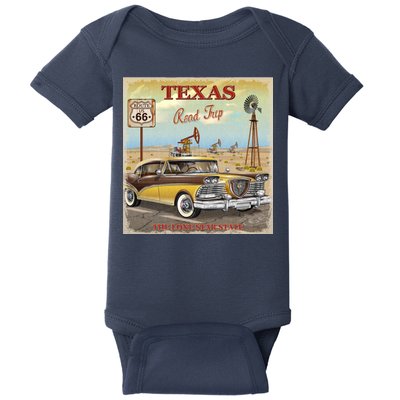 Texas Road Trip Route 66 Classic Car Baby Bodysuit