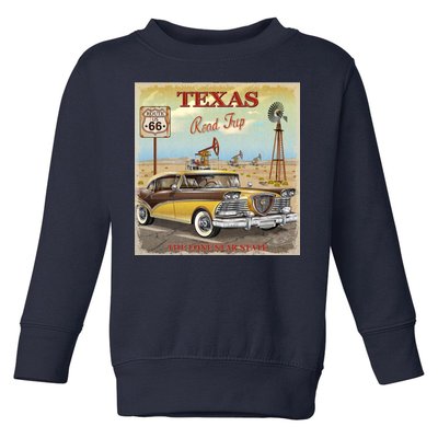 Texas Road Trip Route 66 Classic Car Toddler Sweatshirt