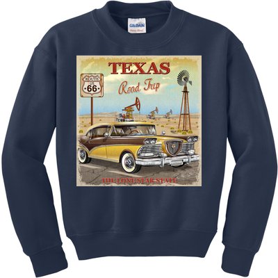 Texas Road Trip Route 66 Classic Car Kids Sweatshirt