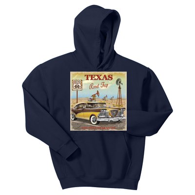 Texas Road Trip Route 66 Classic Car Kids Hoodie