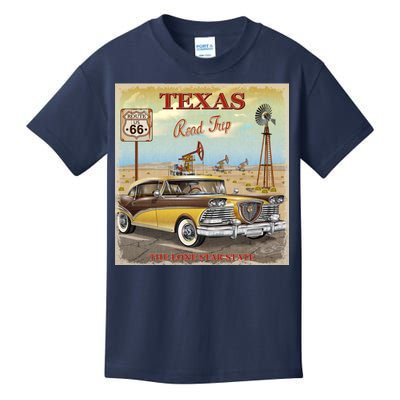 Texas Road Trip Route 66 Classic Car Kids T-Shirt