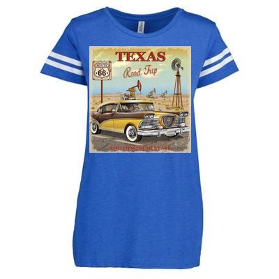 Texas Road Trip Route 66 Classic Car Enza Ladies Jersey Football T-Shirt