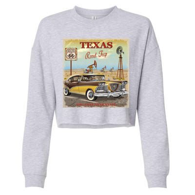 Texas Road Trip Route 66 Classic Car Cropped Pullover Crew