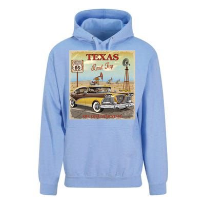 Texas Road Trip Route 66 Classic Car Unisex Surf Hoodie